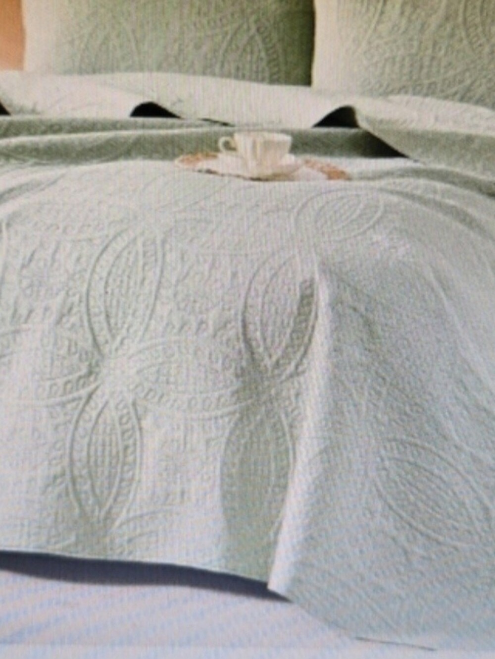 Embossed Bedspread - Light Green